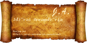 Járai Annamária névjegykártya